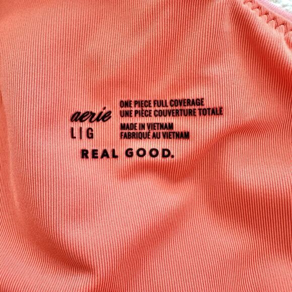 Aerie One Piece Full Coverage One Shoulder Pastel Swimsuit Women’s Size Large - Picture 10 of 12